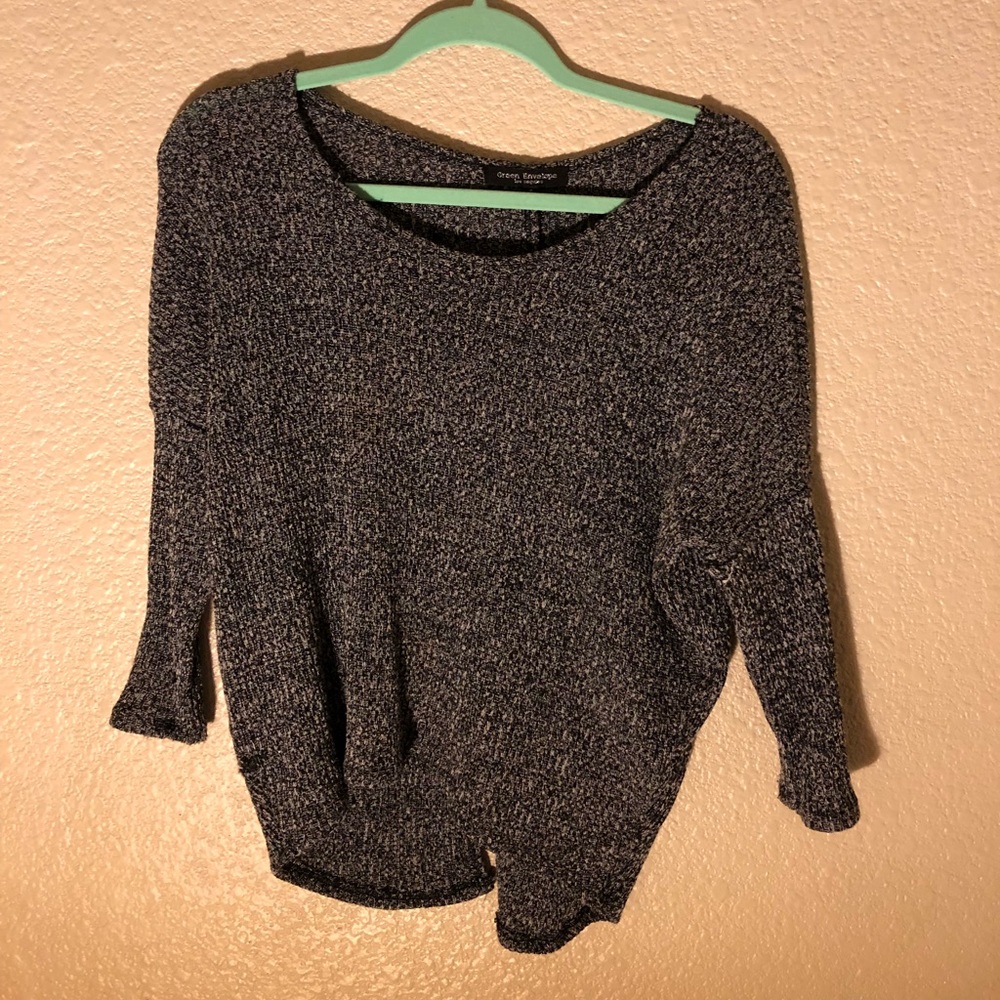 Gray Sweater with Open Button Up Back